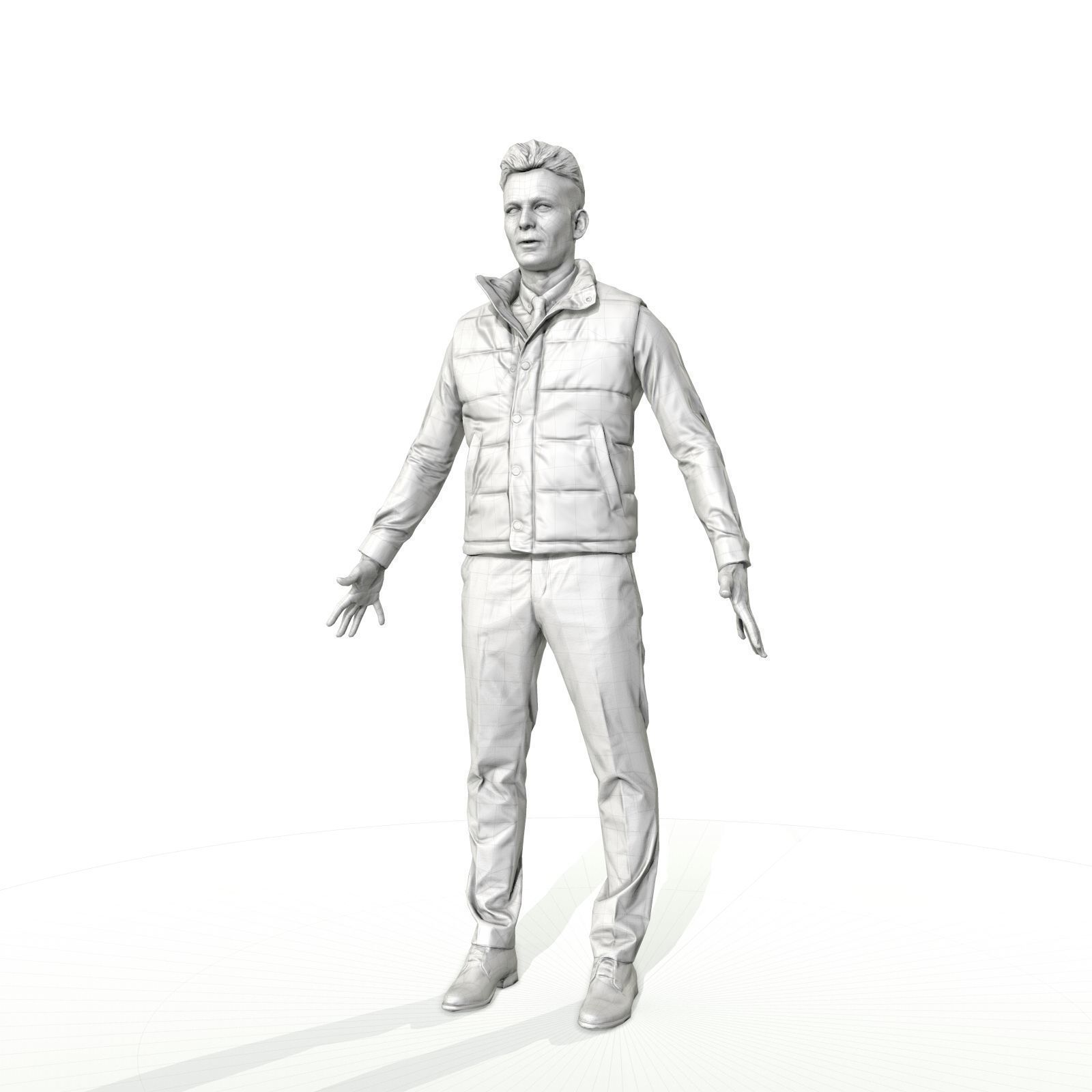 Confident business man in a west Low-poly 3D model_33