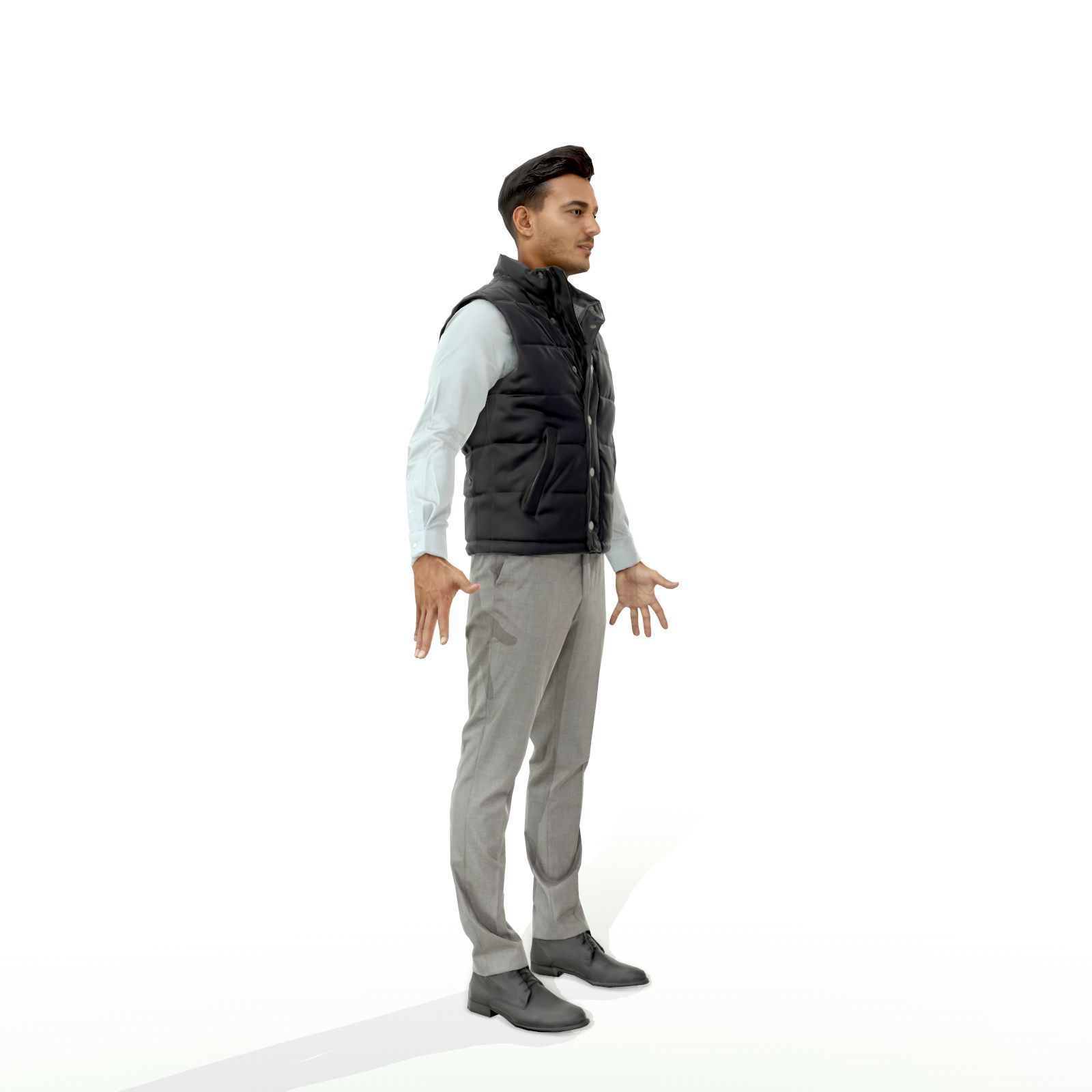 Confident business man in a west Low-poly 3D model_12