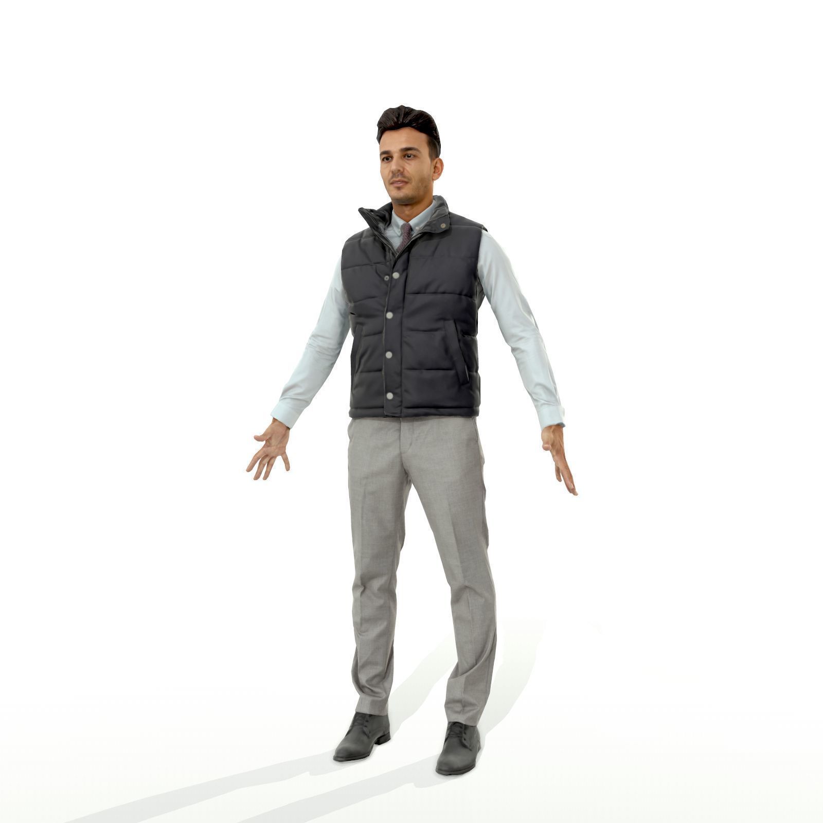 Confident business man in a west Low-poly 3D model_1