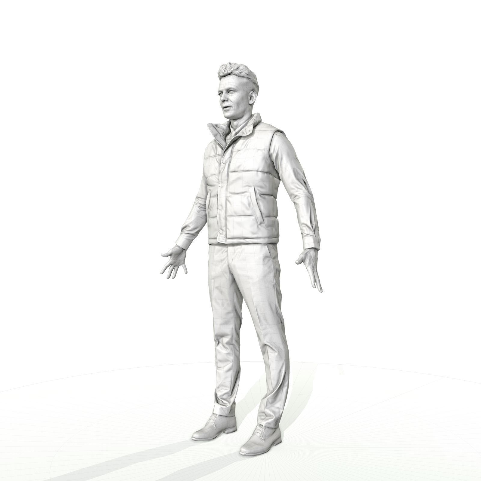 Confident business man in a west Low-poly 3D model_32