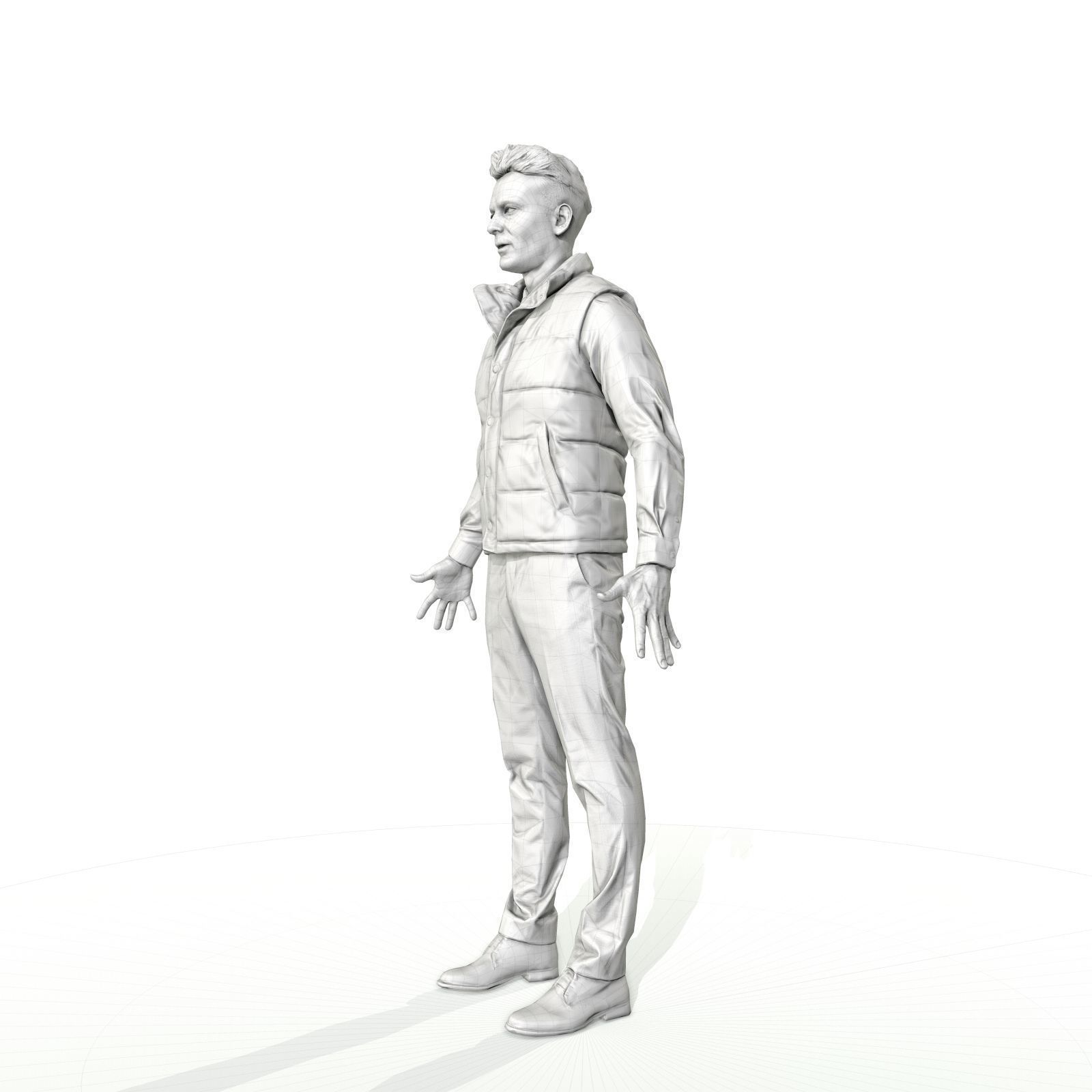 Confident business man in a west Low-poly 3D model_26