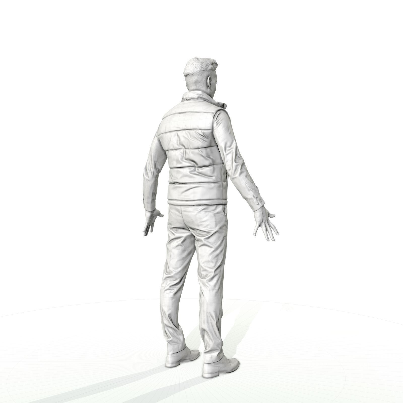 Confident business man in a west Low-poly 3D model_25