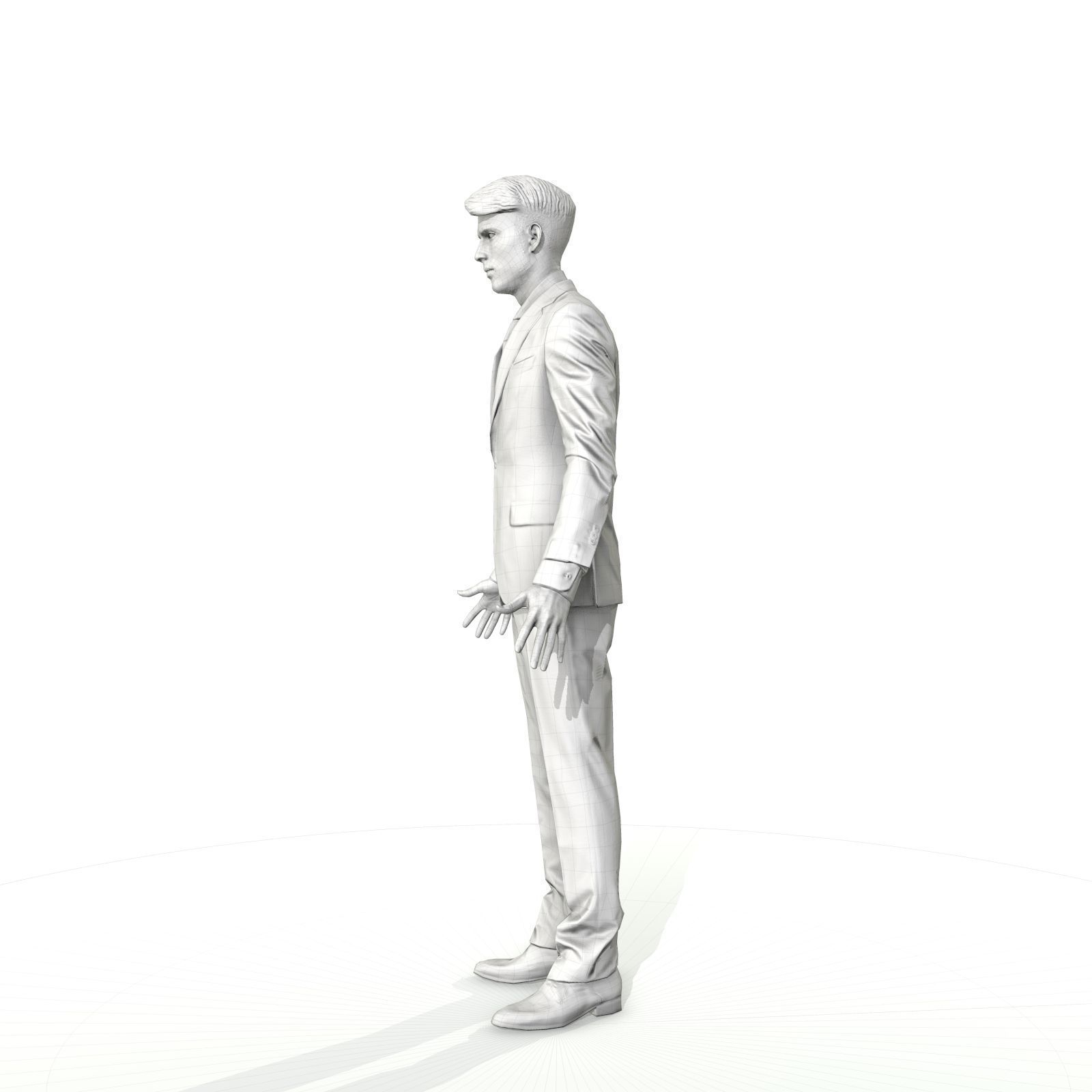 Business man in a grey suit Low-poly 3D model_2