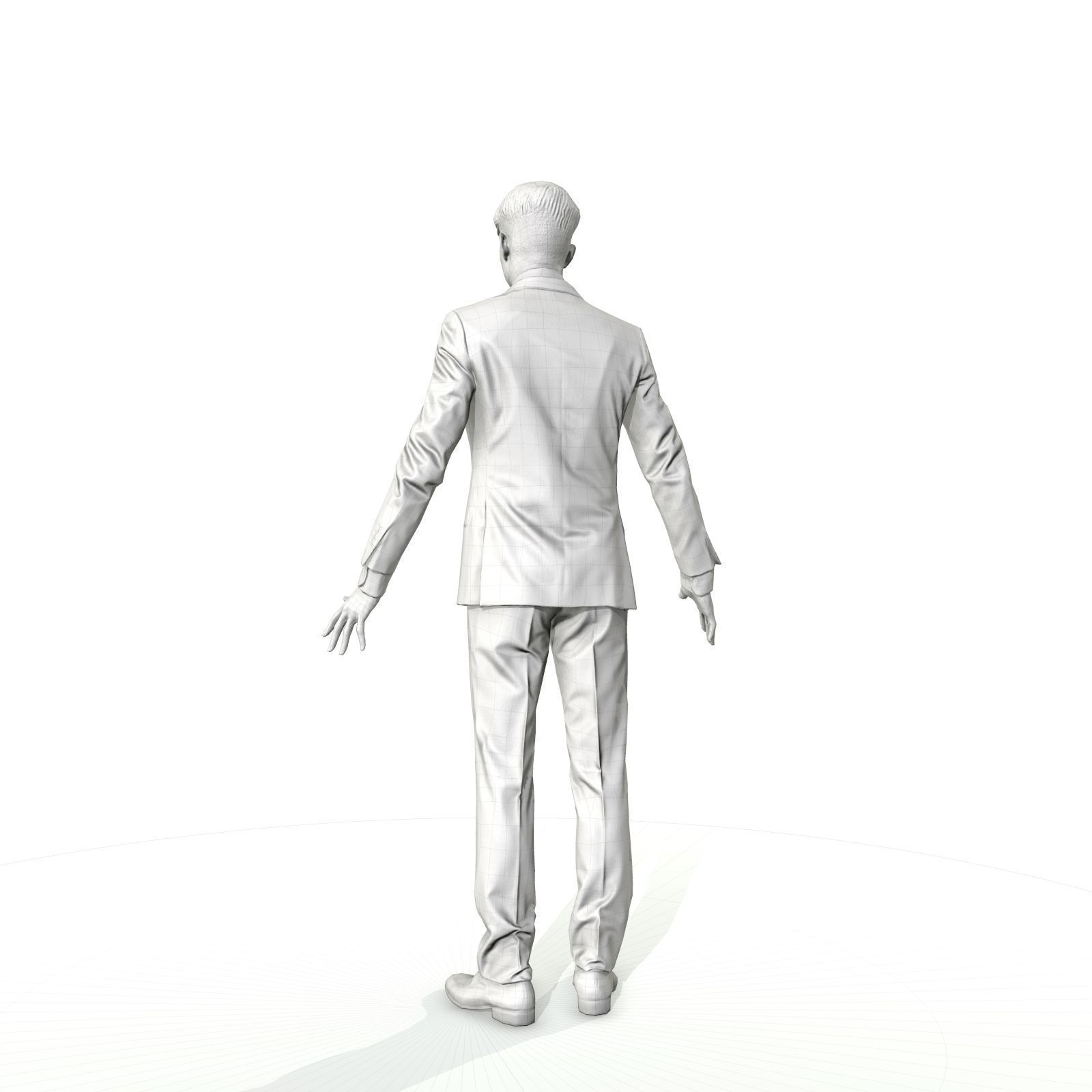 Business man in a grey suit Low-poly 3D model_30