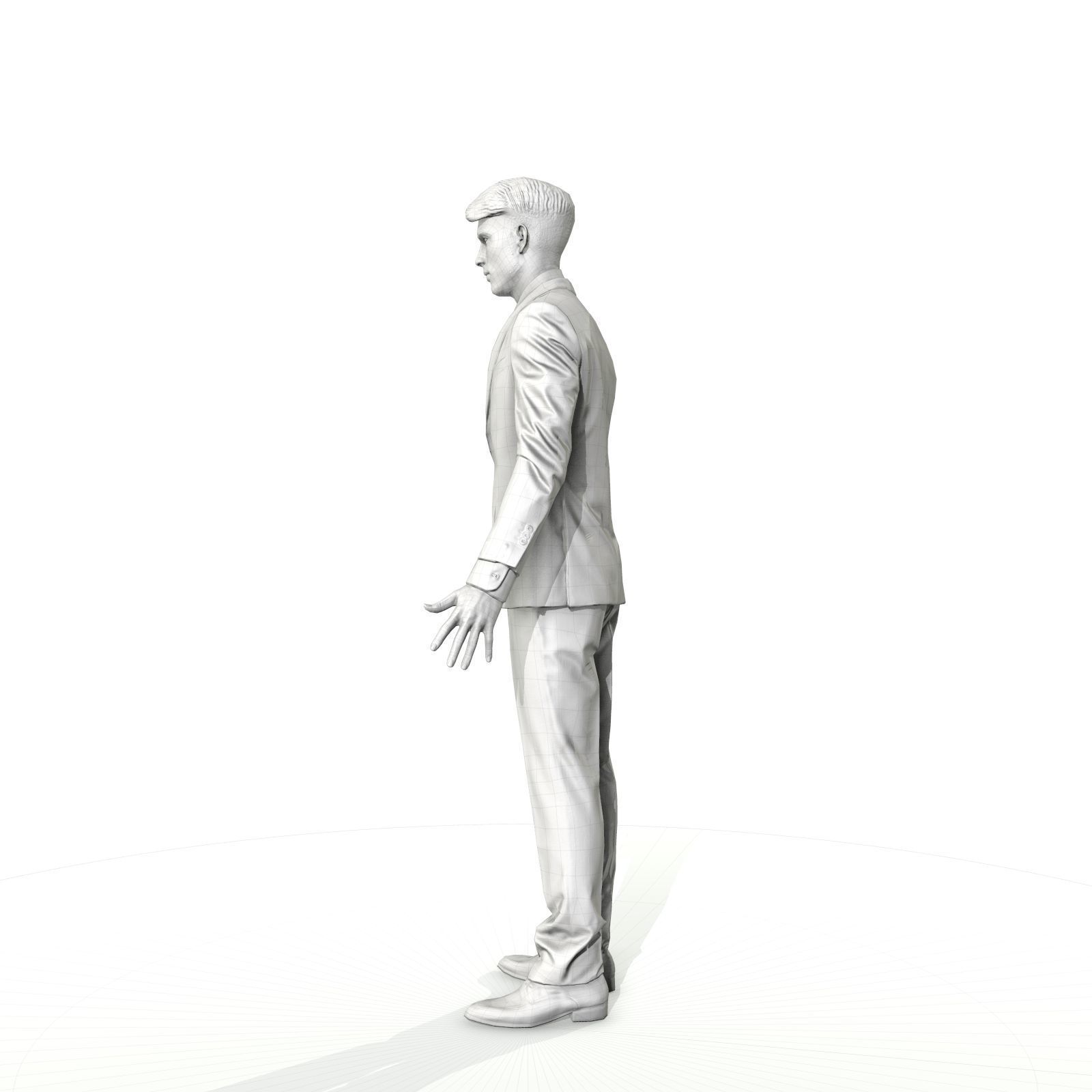 Business man in a grey suit Low-poly 3D model_4