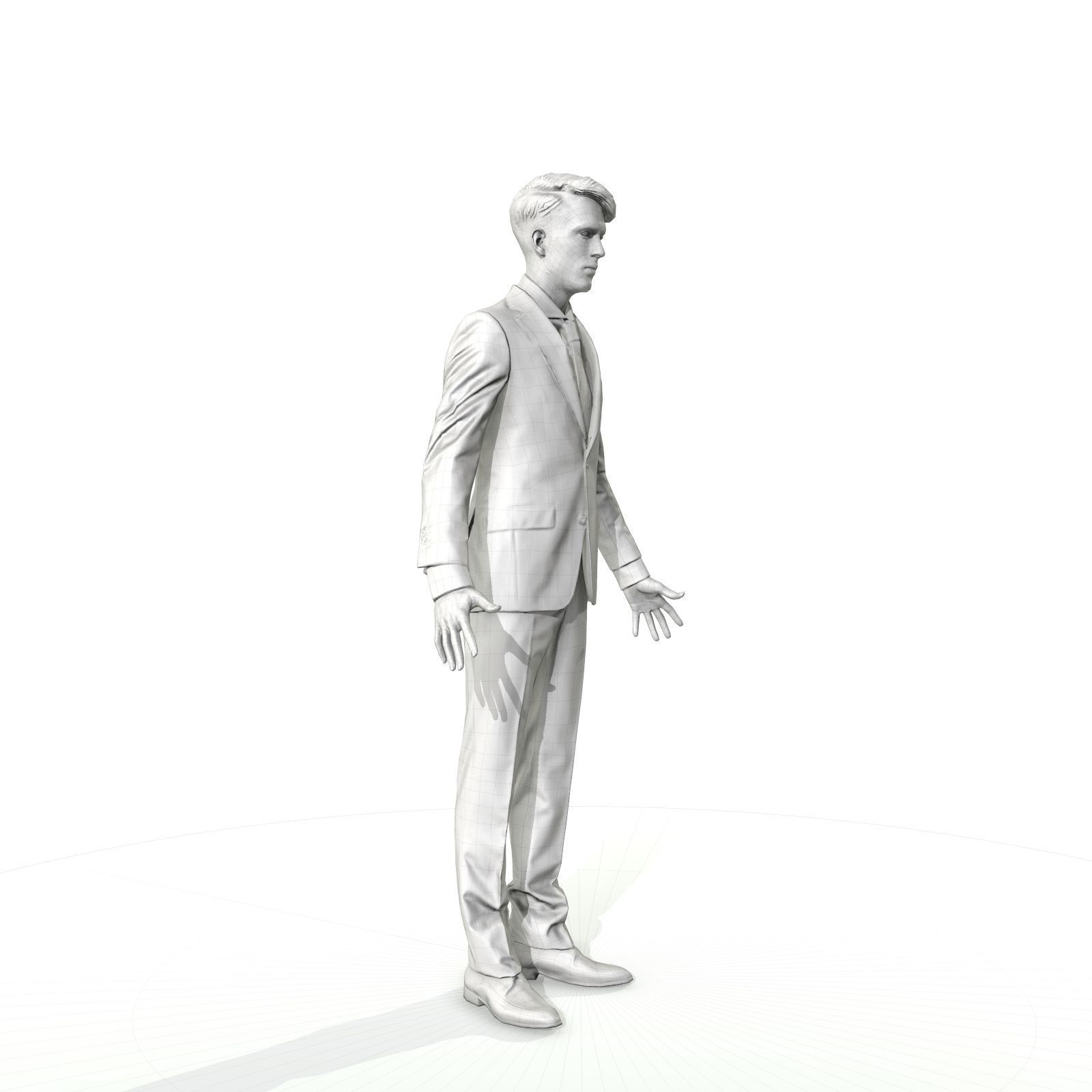 Business man in a grey suit Low-poly 3D model_18