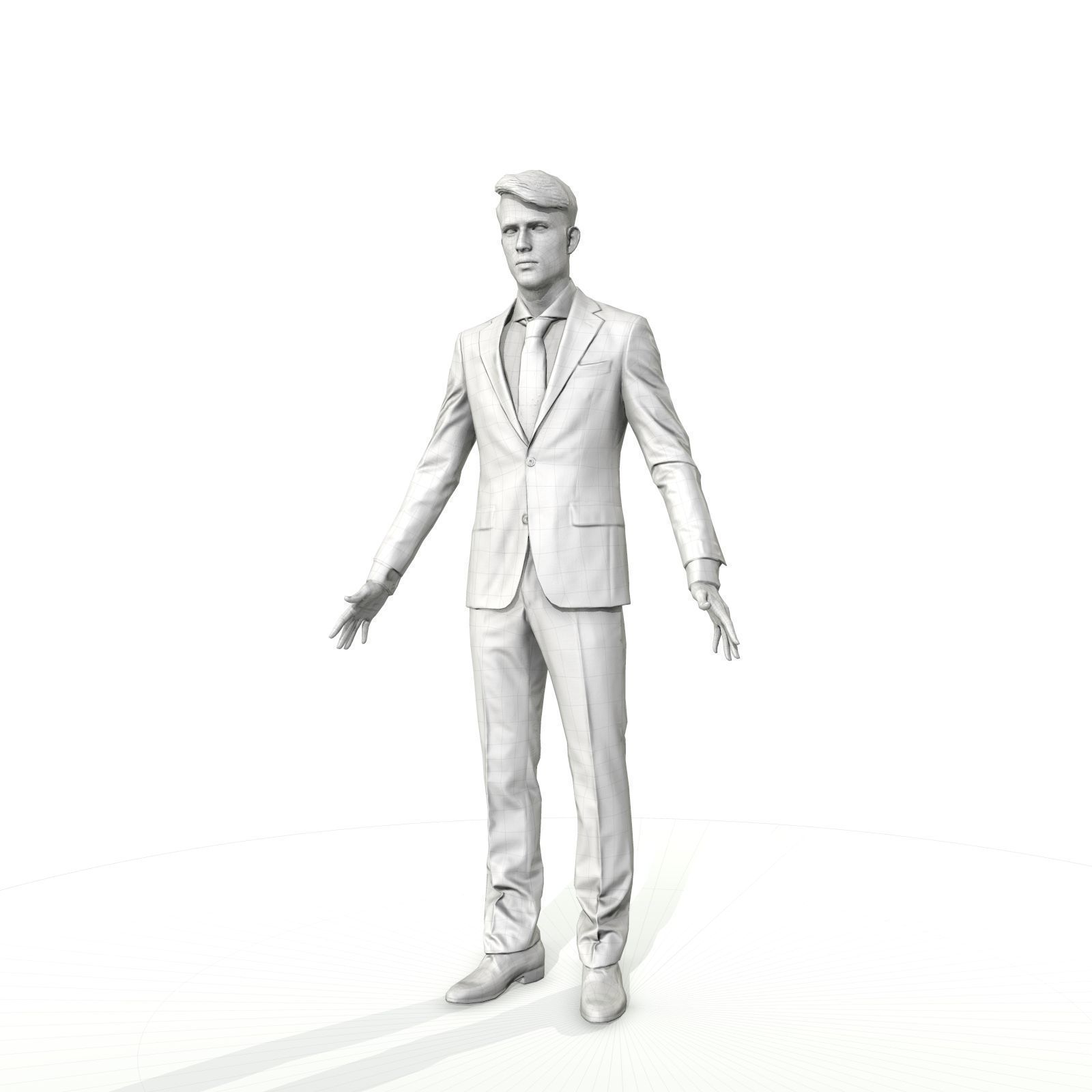 Business man in a grey suit Low-poly 3D model_7