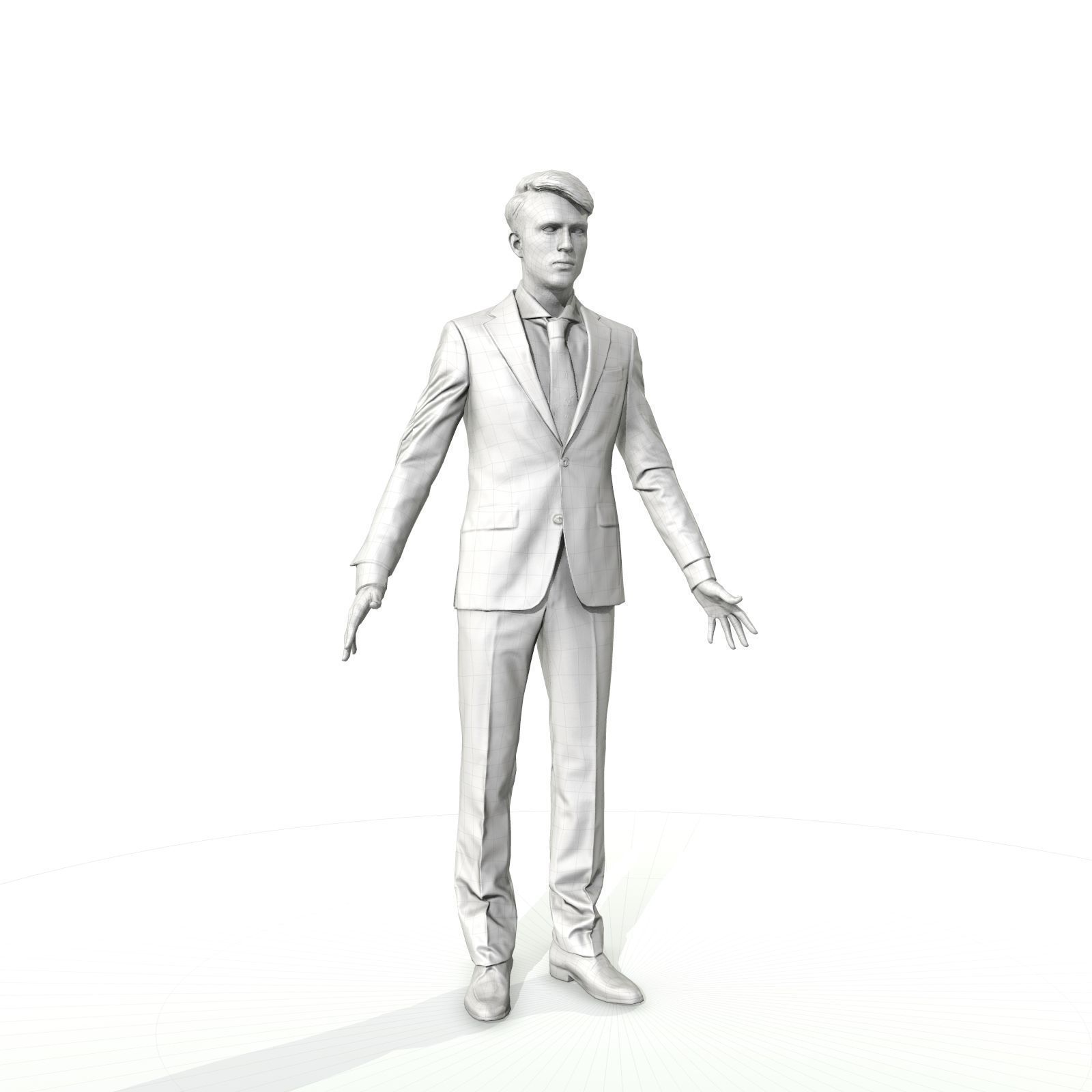 Business man in a grey suit Low-poly 3D model_23