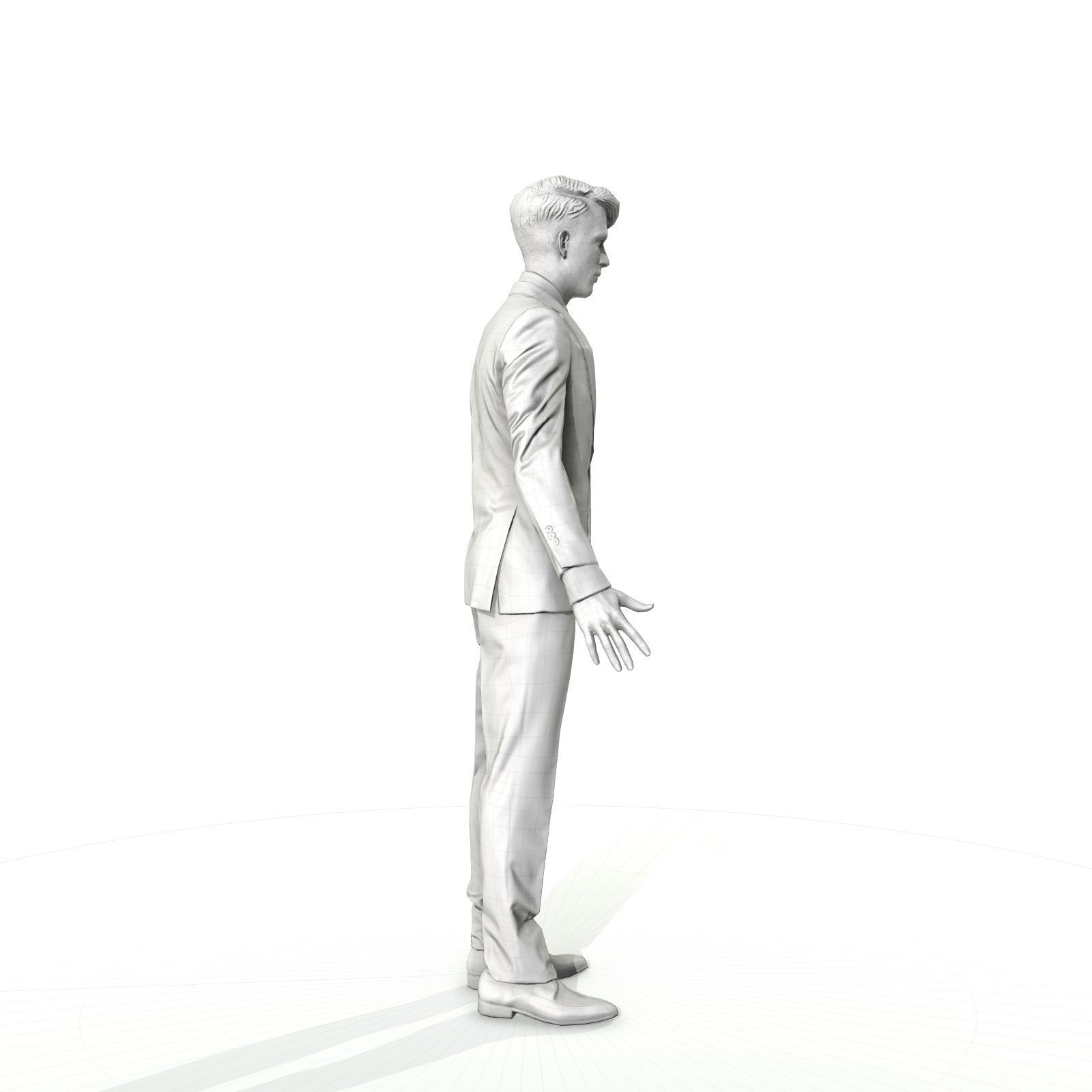 Business man in a grey suit Low-poly 3D model_9