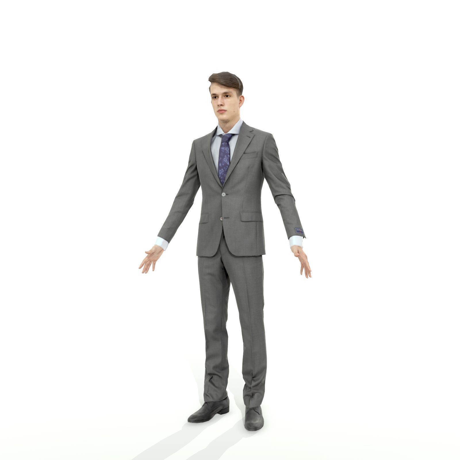 Business man in a grey suit Low-poly 3D model_31