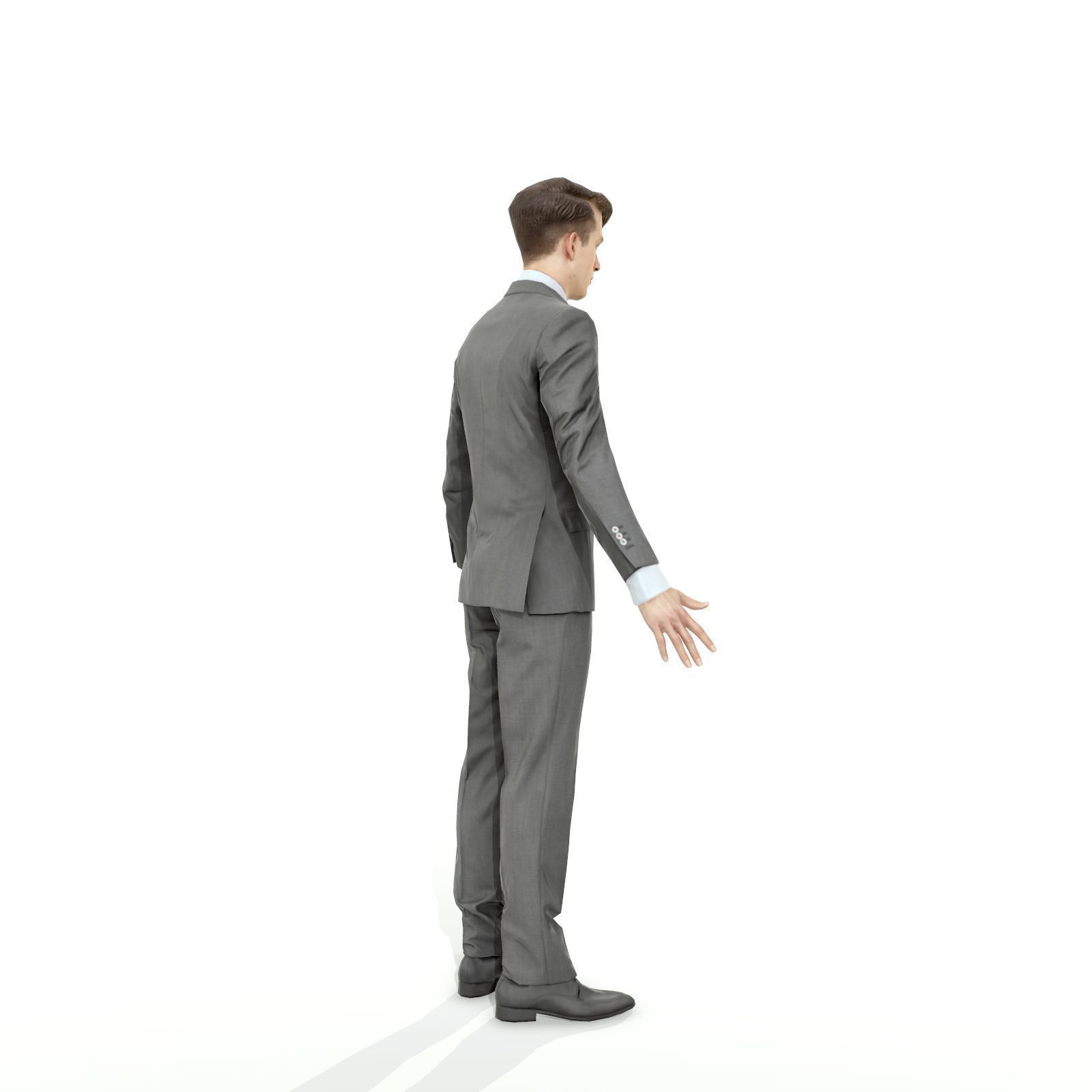 Business man in a grey suit Low-poly 3D model_5
