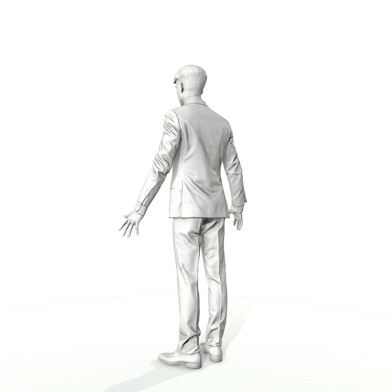 Business man in a grey suit Low-poly 3D model_3