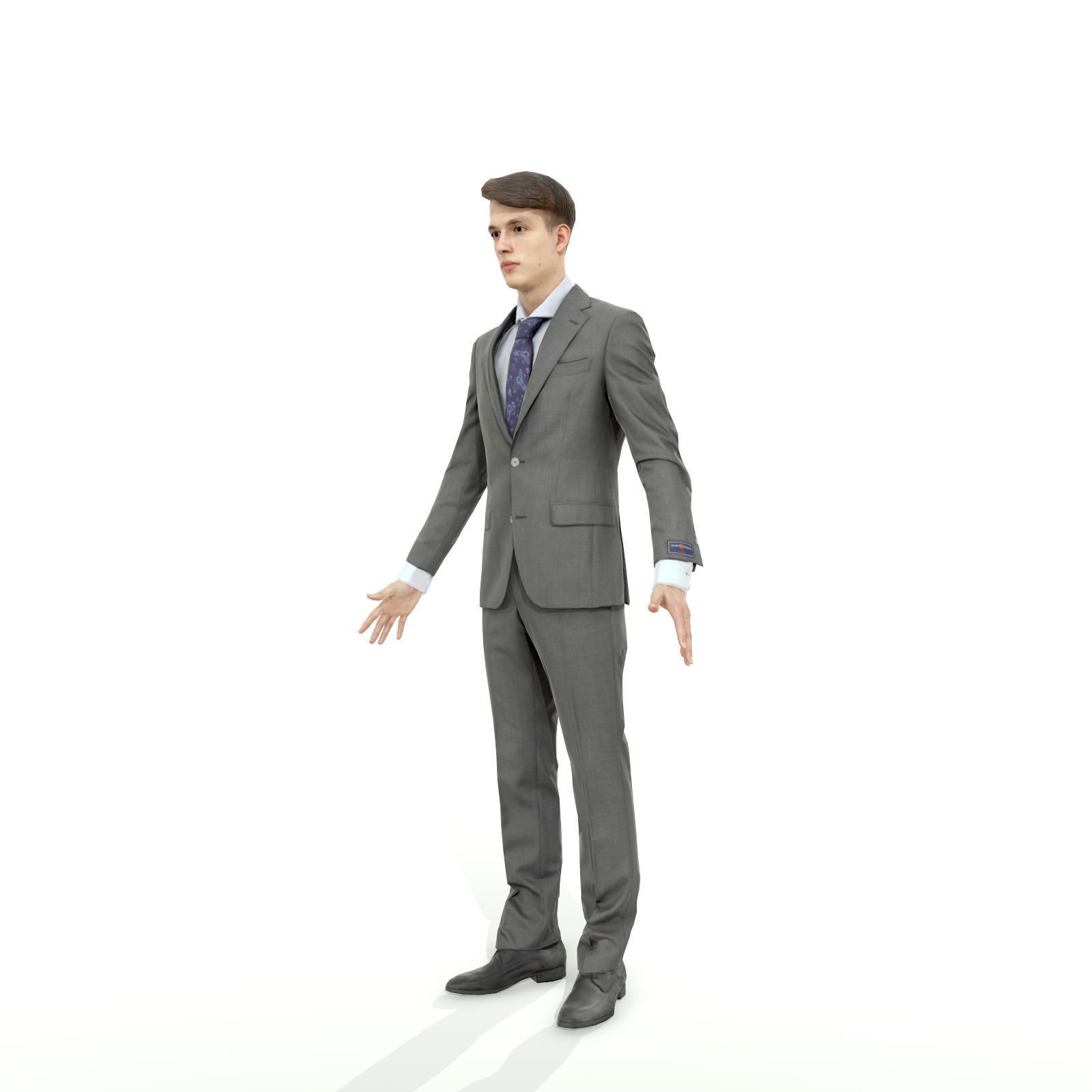 Business man in a grey suit Low-poly 3D model_19