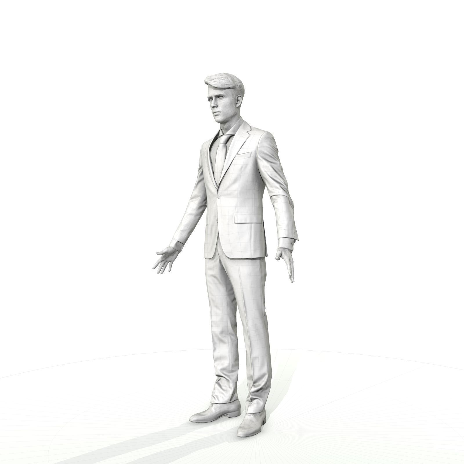 Business man in a grey suit Low-poly 3D model_1