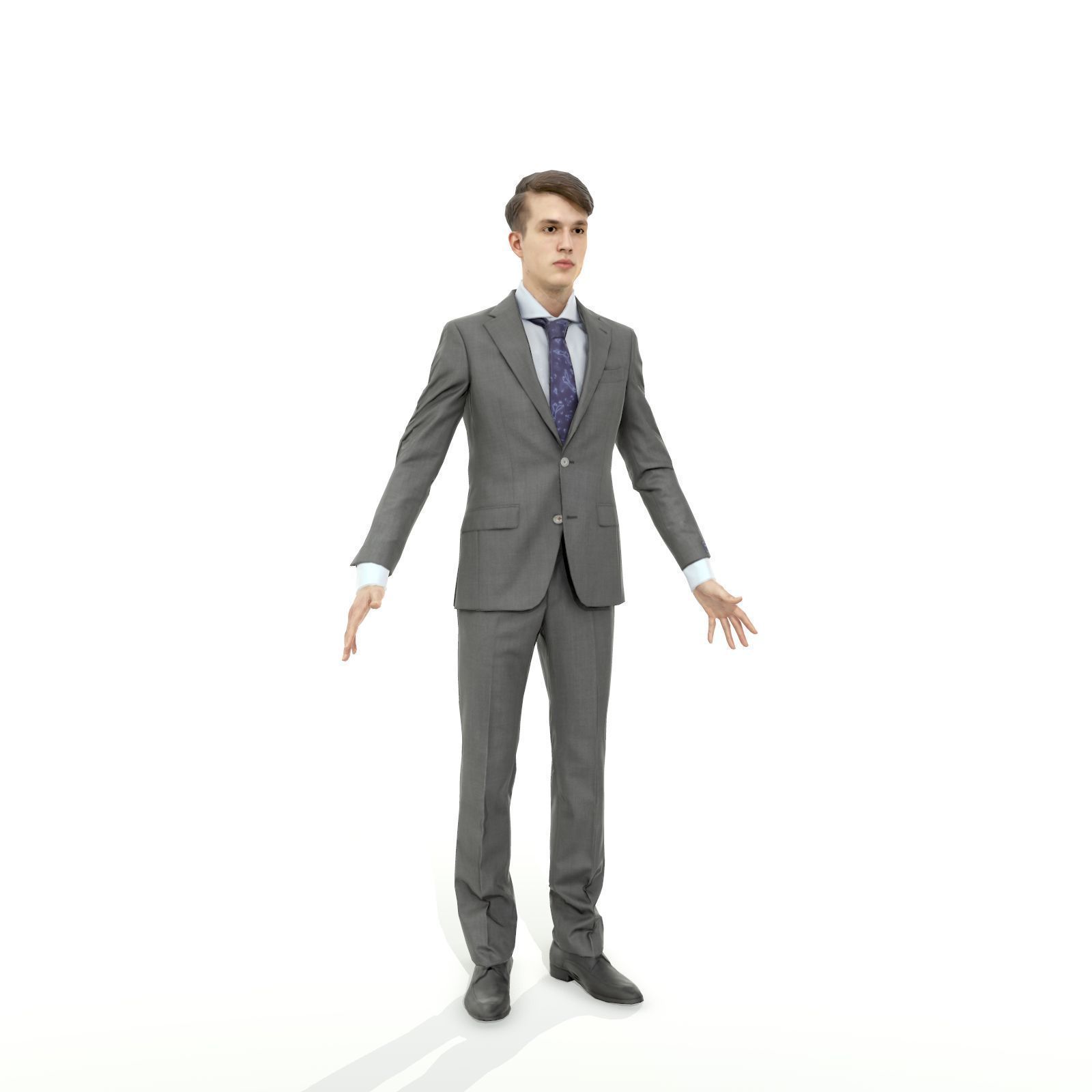 Business man in a grey suit Low-poly 3D model_29