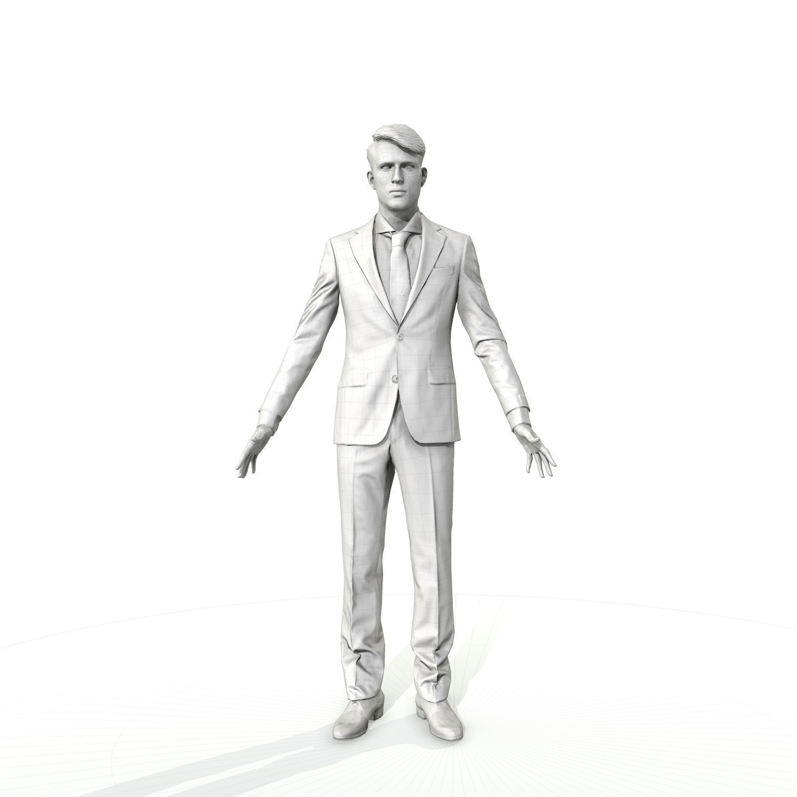 Business man in a grey suit Low-poly 3D model_15
