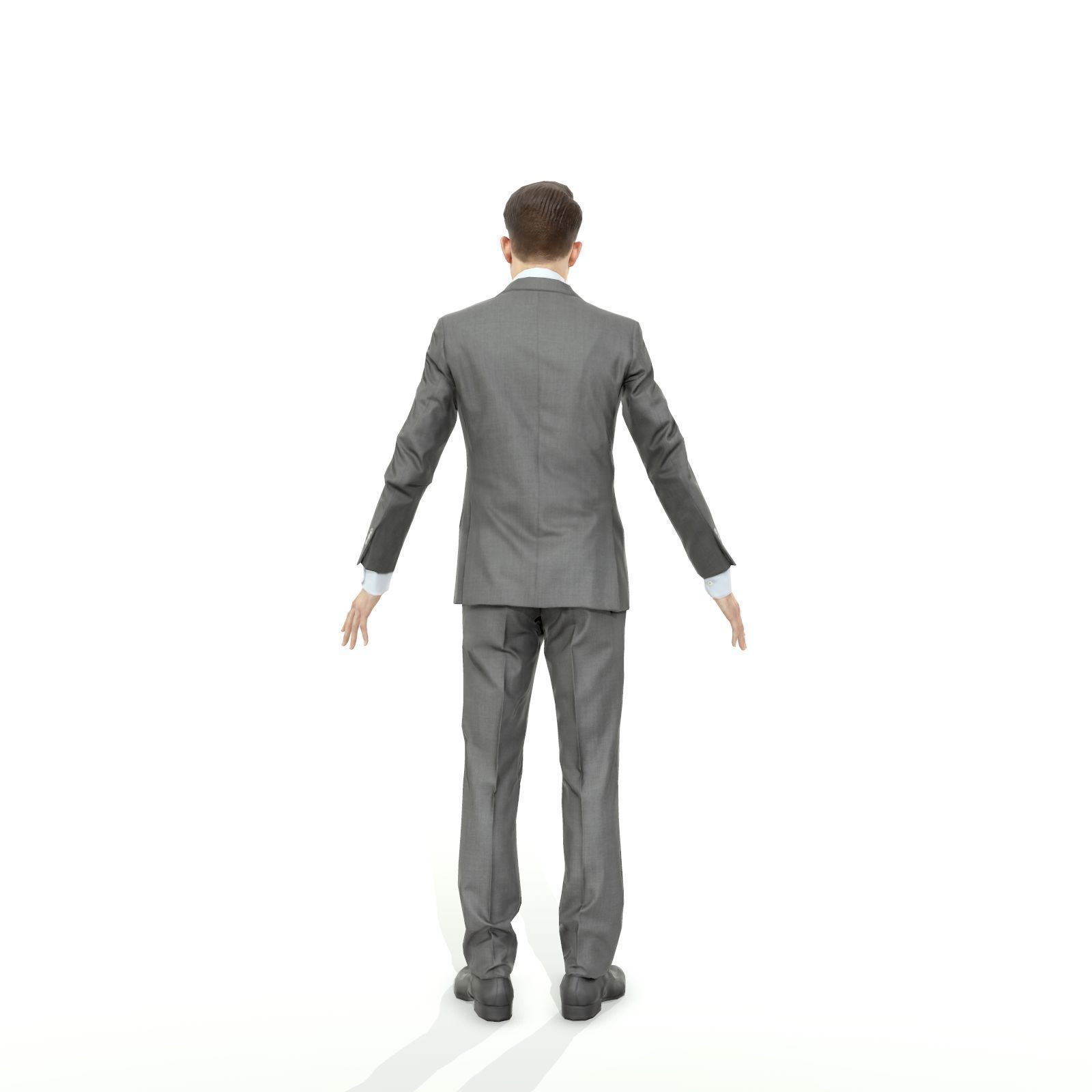 Business man in a grey suit Low-poly 3D model_14