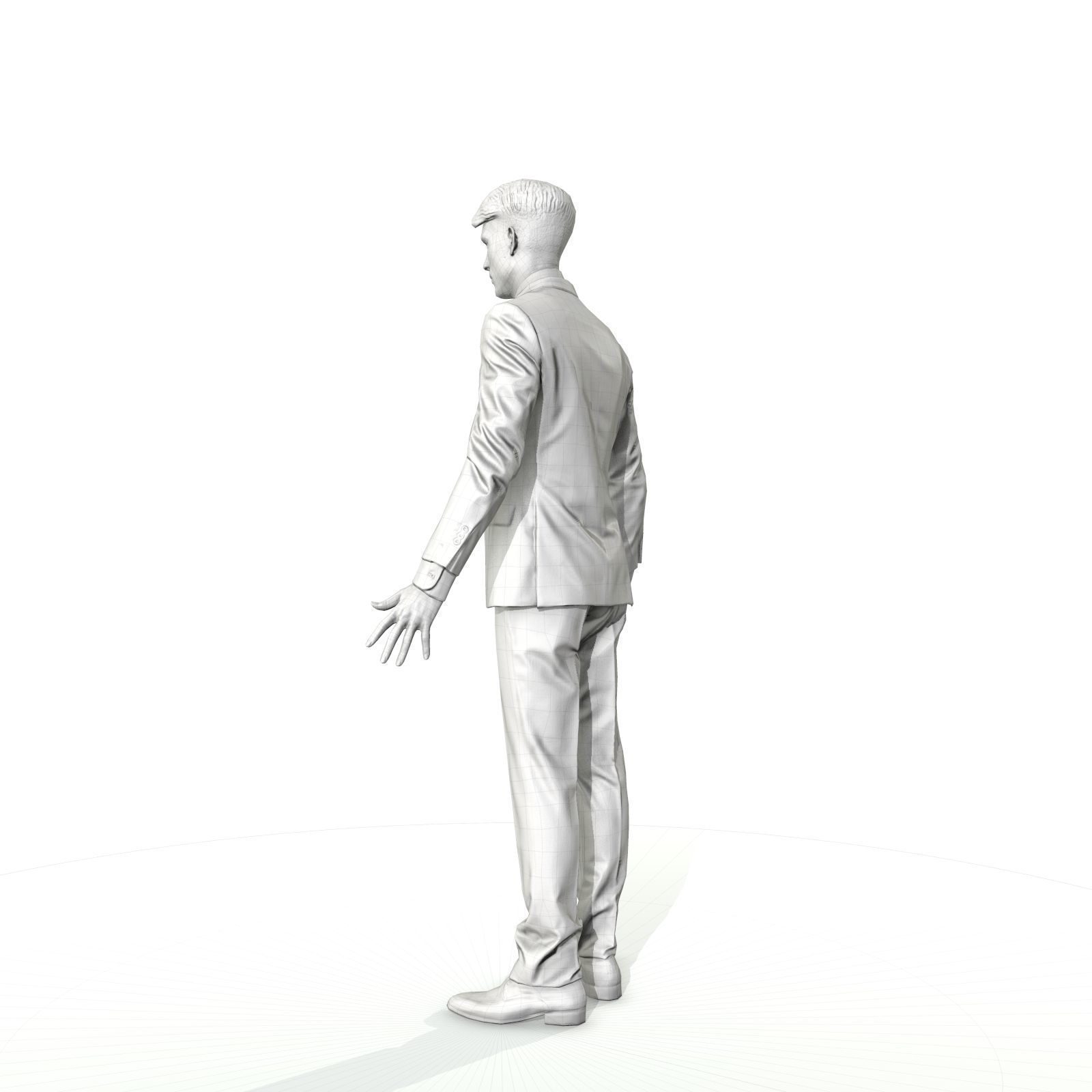 Business man in a grey suit Low-poly 3D model_10