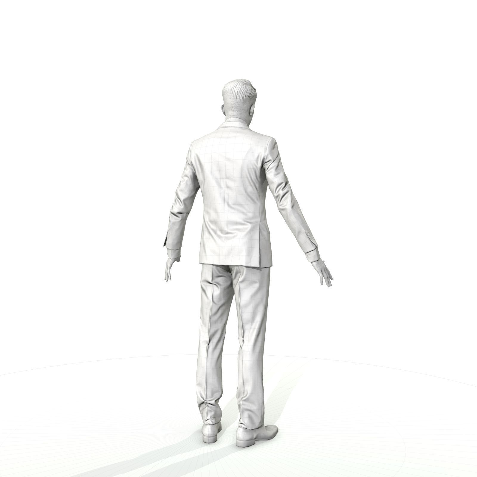 Business man in a grey suit Low-poly 3D model_6