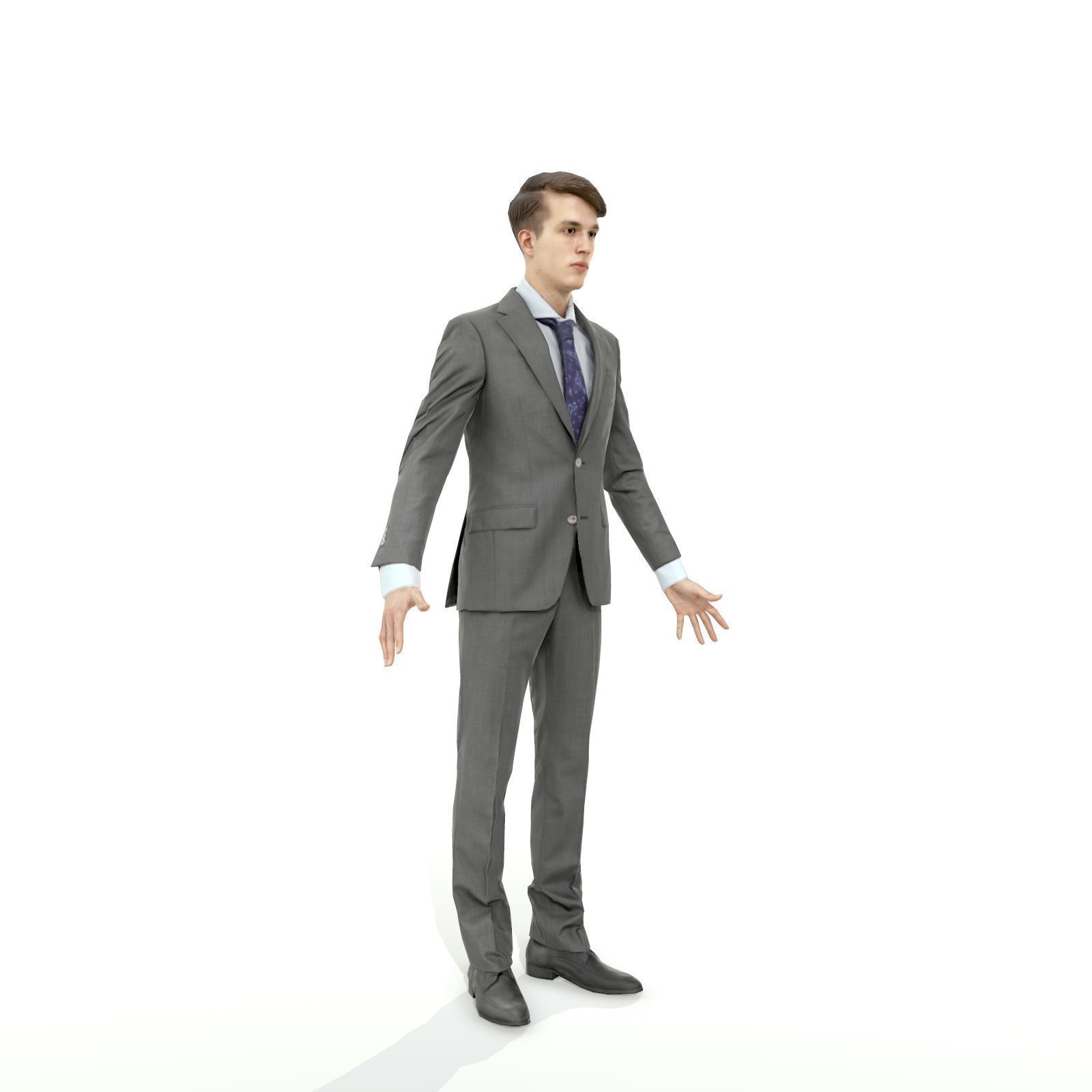 Business man in a grey suit Low-poly 3D model_22