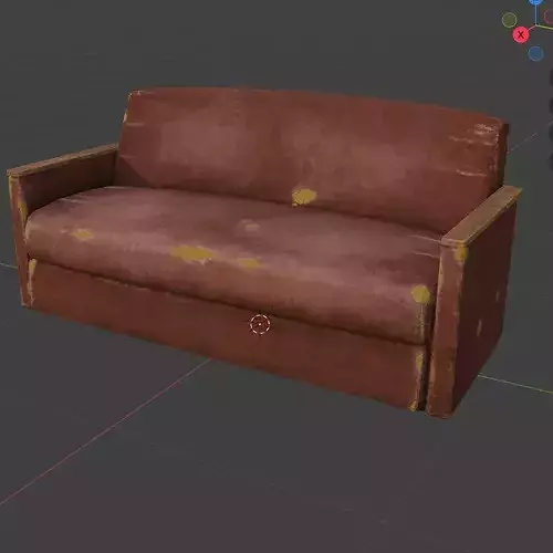 Leather Couch Low-poly 3D model 3