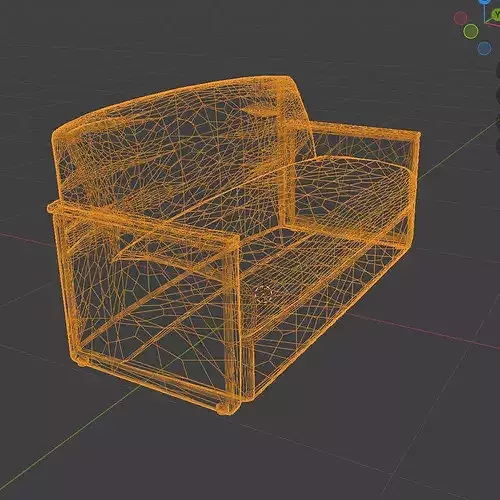 Leather Couch Low-poly 3D model 7