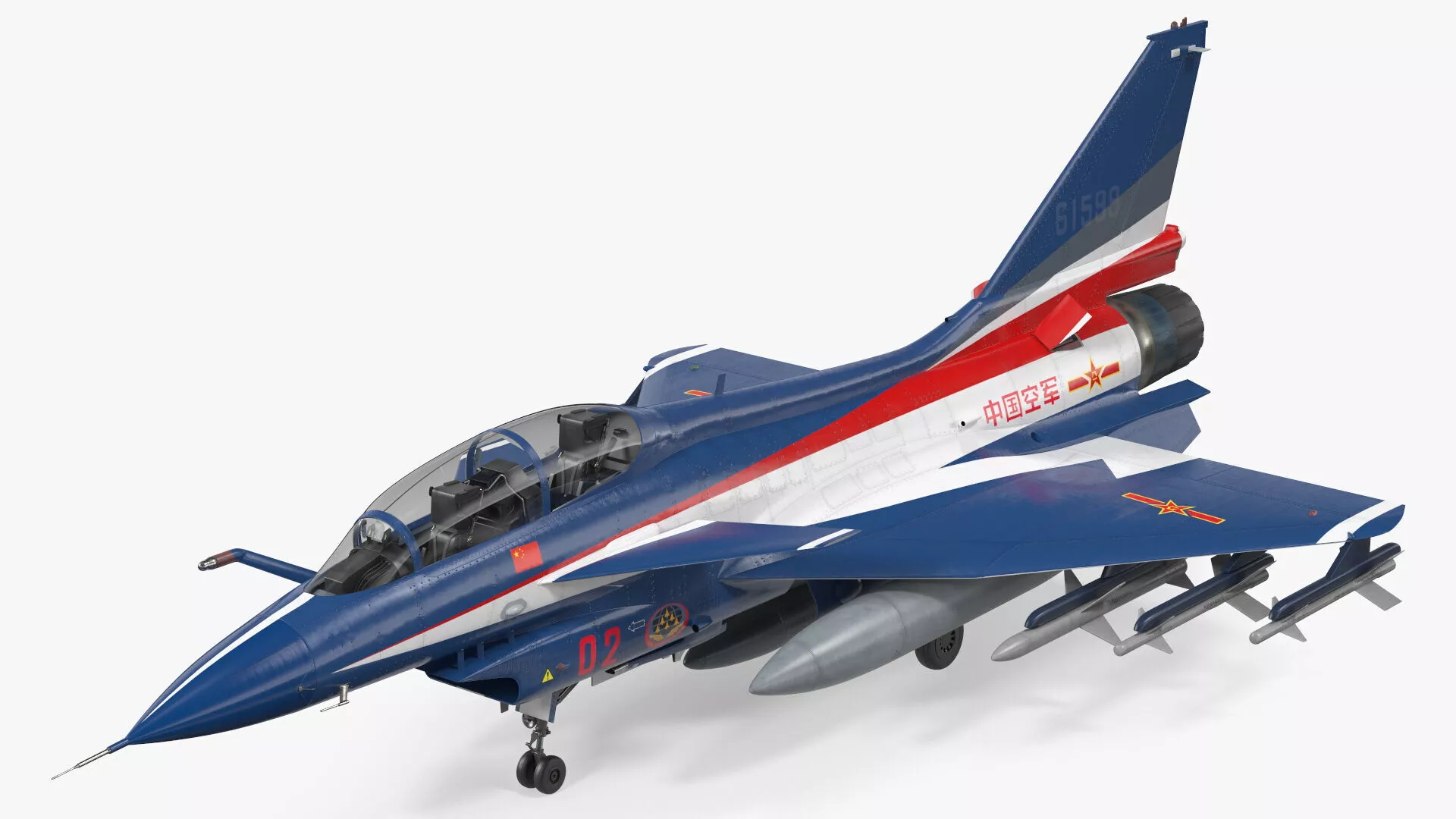 Modern Tandem Fighter Aircraft Chengdu J10 Rigged for Cinema 4D 3D model