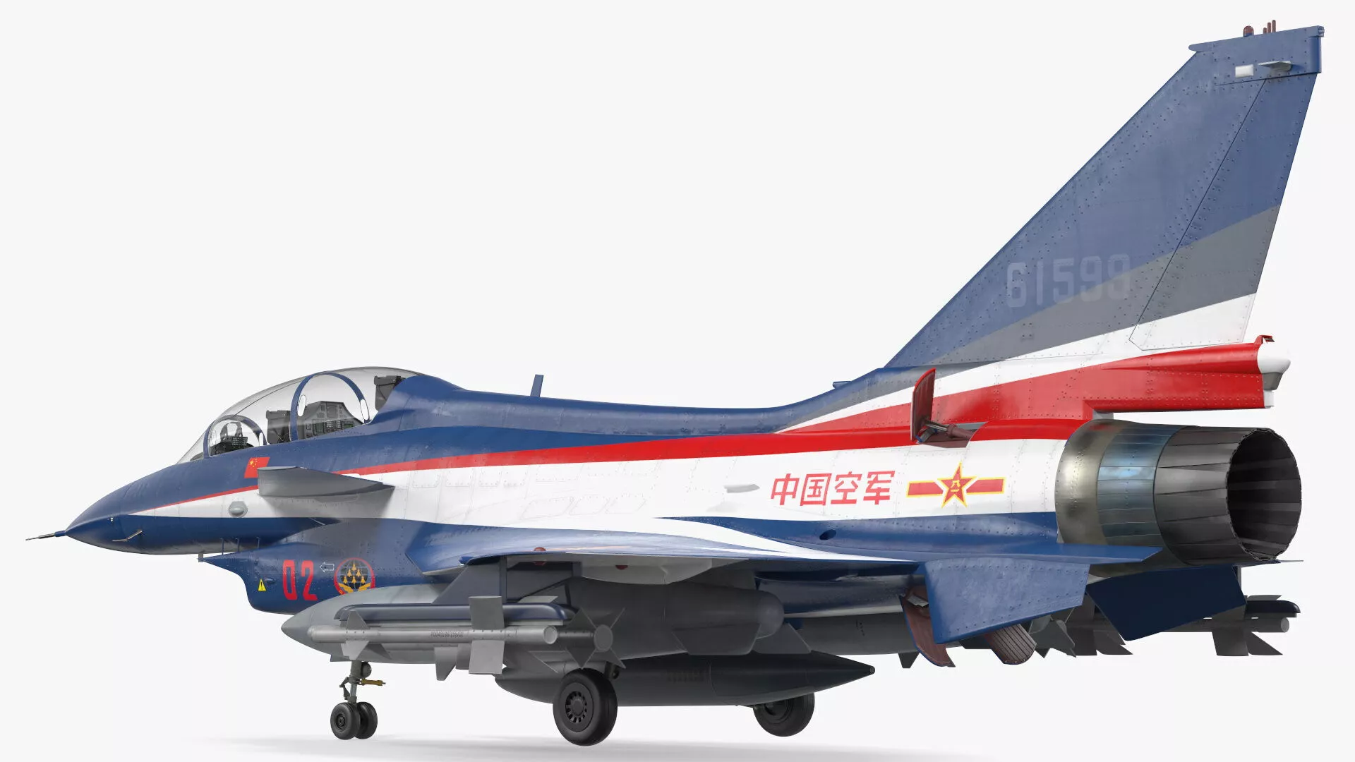 Modern Tandem Fighter Aircraft Chengdu J10 Rigged for Maya 3D model