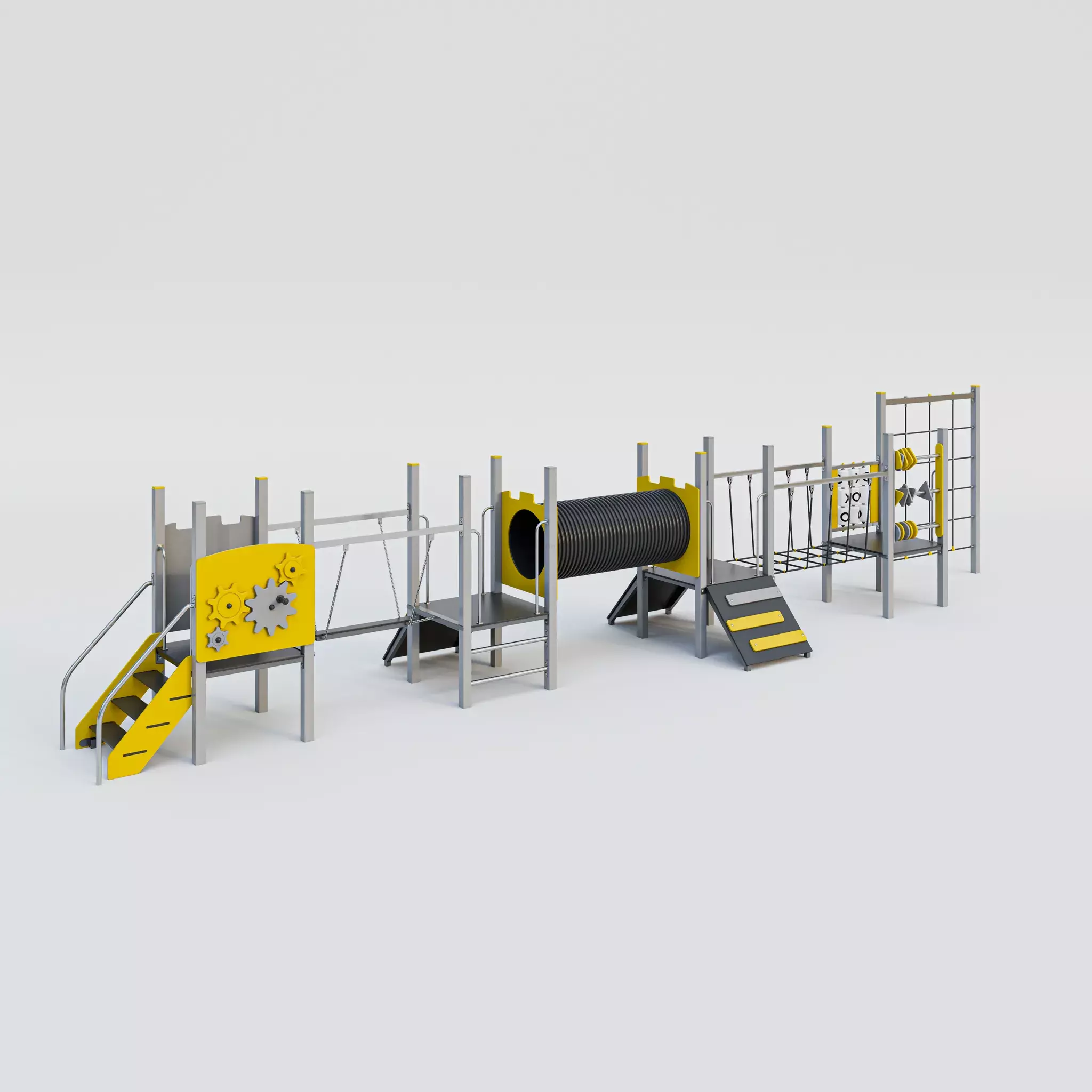 Long Fitness Playground Set Free 3D model