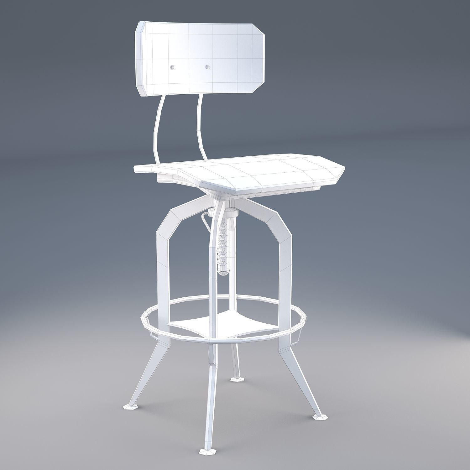Vintage Toledo Bar Chair Low-poly 3D model_2