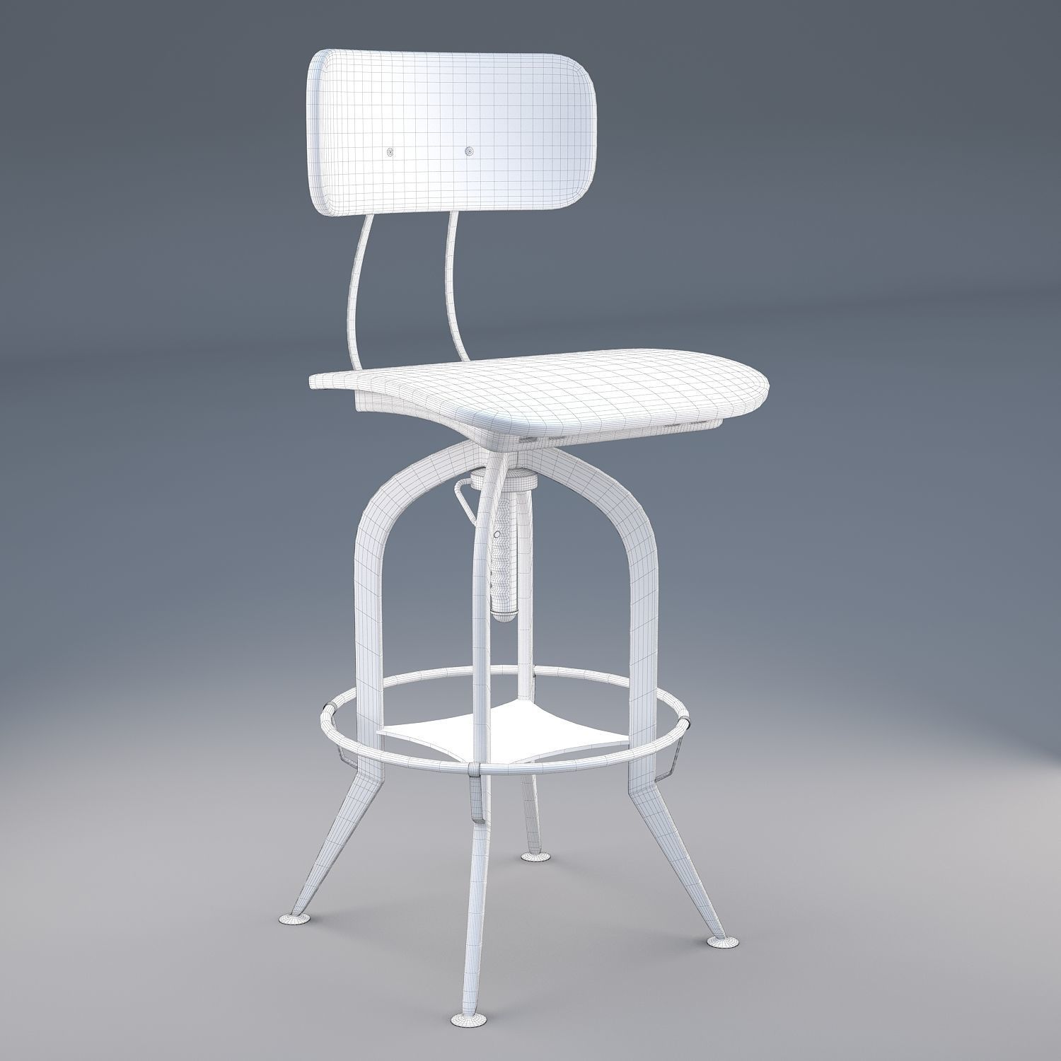 Vintage Toledo Bar Chair Low-poly 3D model_1