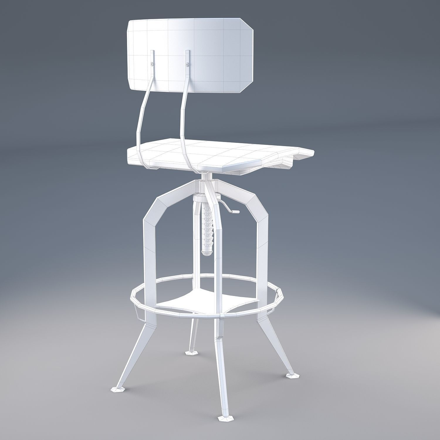 Vintage Toledo Bar Chair Low-poly 3D model_4