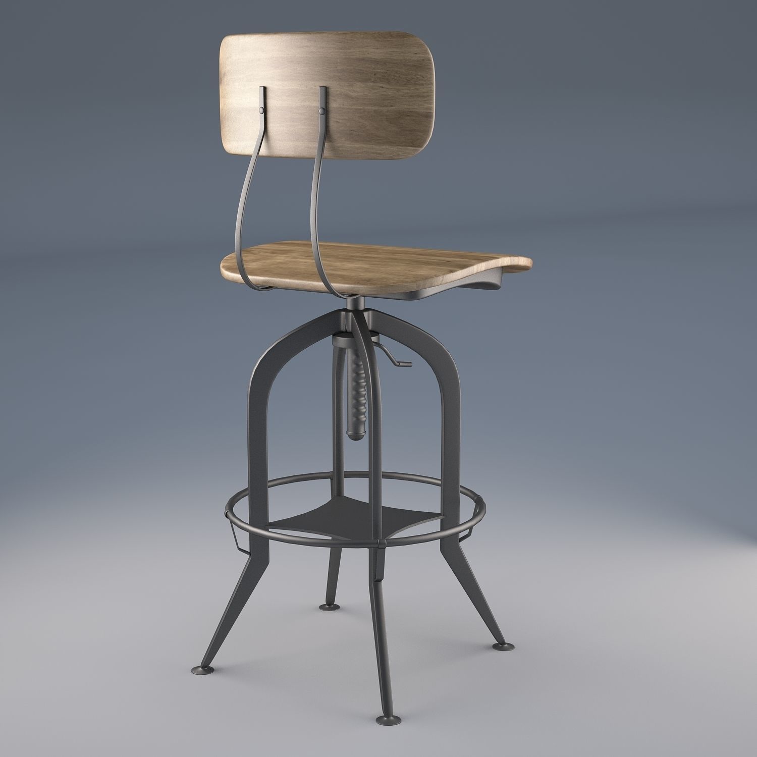 Vintage Toledo Bar Chair Low-poly 3D model_3