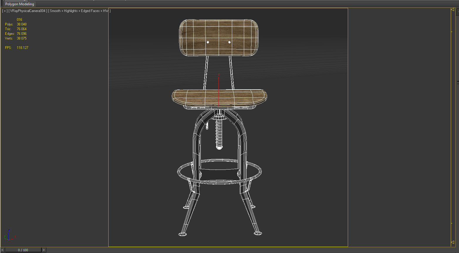 Vintage Toledo Bar Chair Low-poly 3D model_6