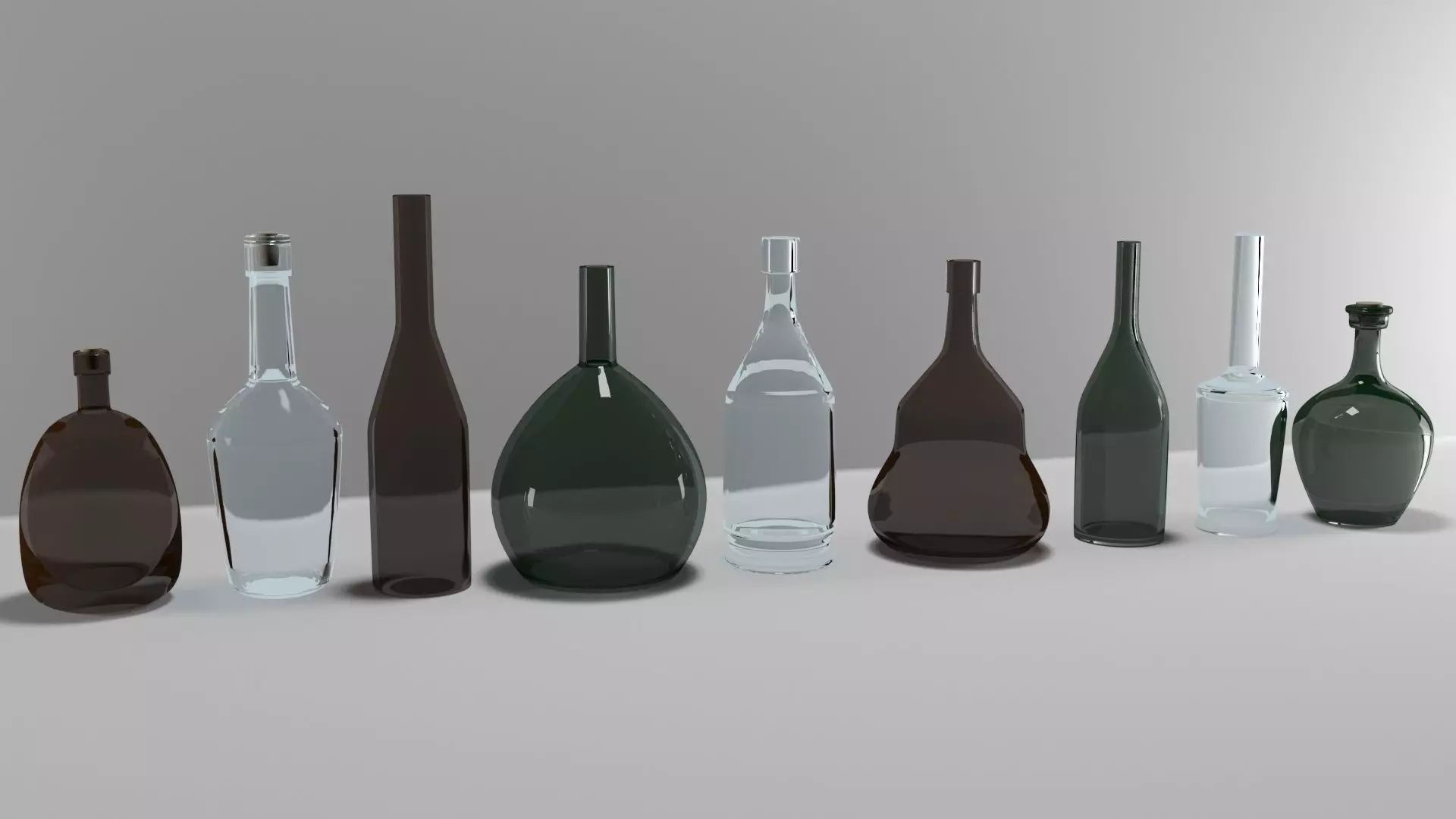 Bottles empty glass 3D model_0