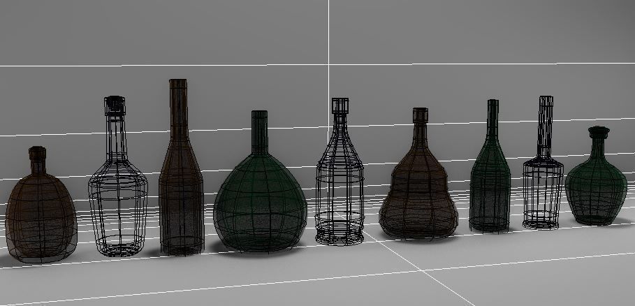 Bottles empty glass 3D model_2