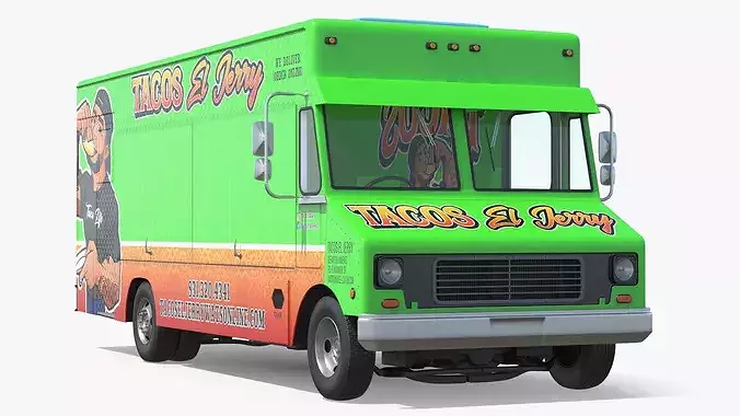 Food Van El Jerry Taco without Interior 3D model 5