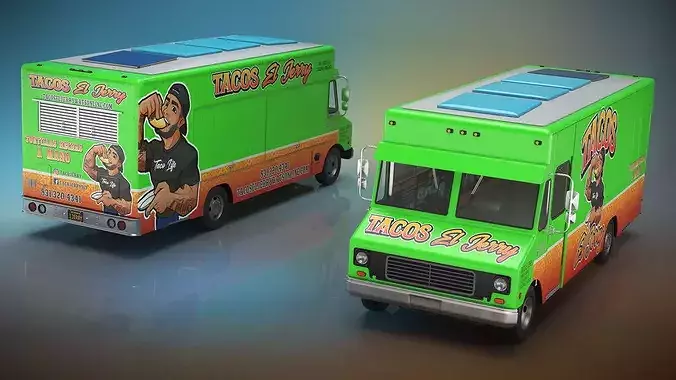 Food Van El Jerry Taco without Interior 3D model 4