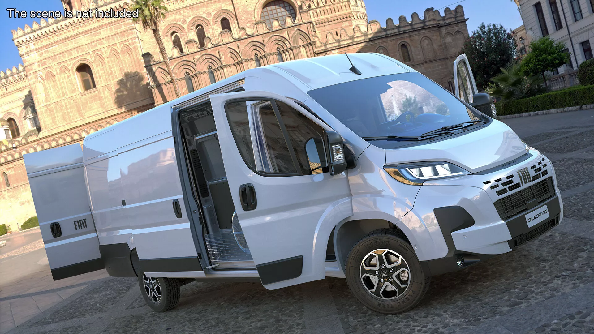 2025 Fiat Ducato Long Van White Rigged for Cinema 4D 3D model