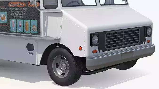 Street Kitchen Delivery Van with Interior White 3D model 7