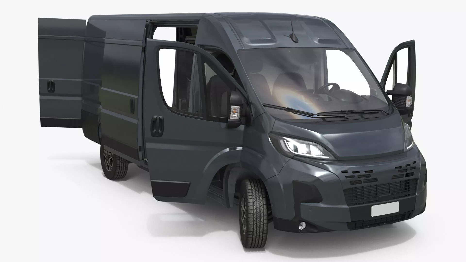 Long Duty Cargo Van Rigged for Maya 3D model