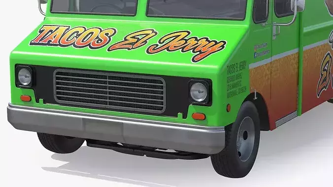 Mexican Food Truck El Jerry with Interior Open 3D model 6