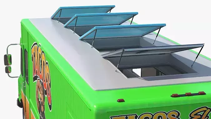 Mexican Food Truck El Jerry with Interior Open 3D model 7