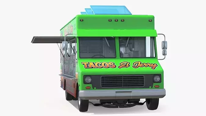 Mexican Food Truck El Jerry with Interior Open 3D model 4