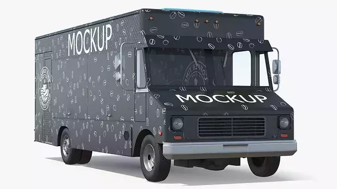 Mobile Coffee Truck Template Simplified 3D model 5