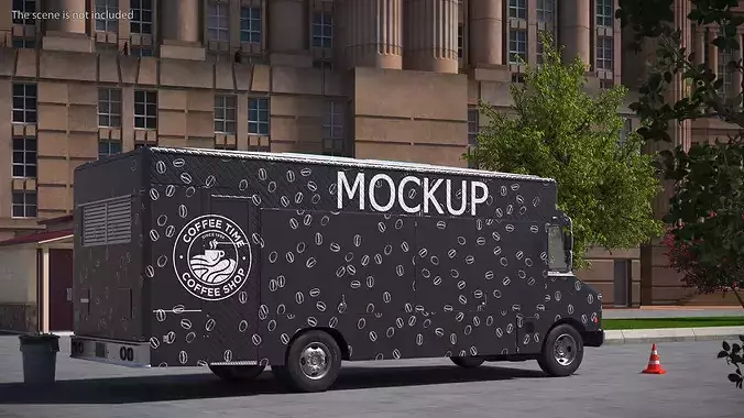 Mobile Coffee Truck Template Simplified 3D model 3