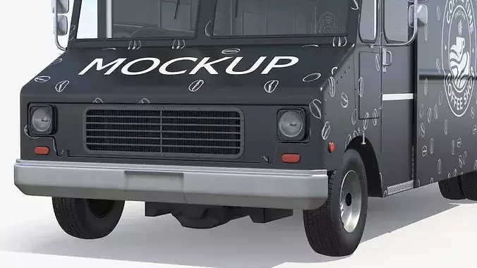 Mobile Coffee Truck Template Simplified 3D model 7