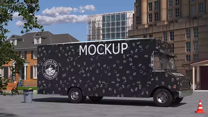 Mobile Coffee Truck Template Simplified 3D model 2