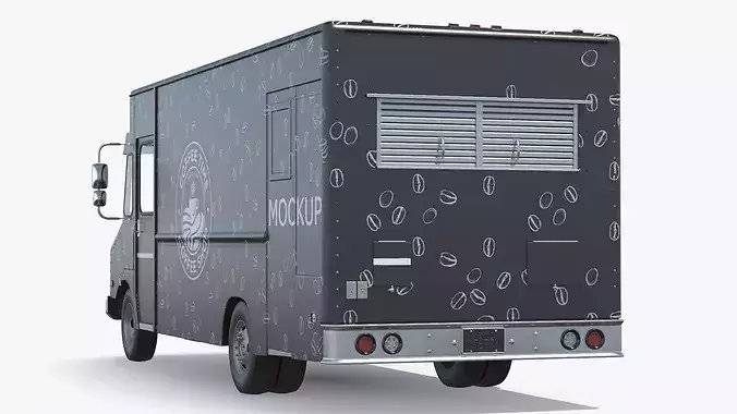 Mobile Coffee Truck Template Simplified 3D model 6