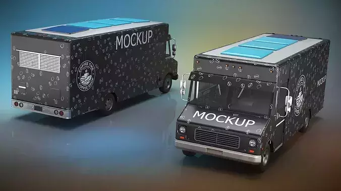 Mobile Coffee Truck Template Simplified 3D model 4